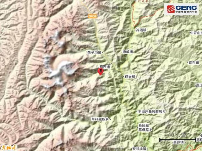 最新中国地震台网消息，四川甘孜州泸定县发生6.8级强震，多地有感,中国地震台网最新地震消息